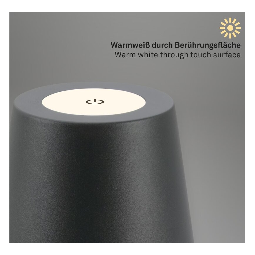 Briloner 7508015 - LED Himmennettävä ladattava ulko pöytävalaisin 2in1 LED/2,5W/5V IP44 antrasiitti
