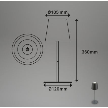 Briloner 7508015 - LED Himmennettävä ladattava ulko pöytävalaisin 2in1 LED/2,5W/5V IP44 antrasiitti
