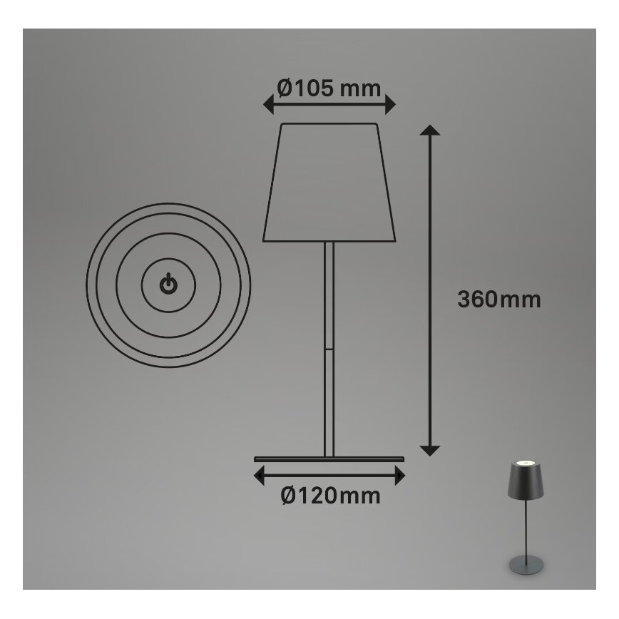 Briloner 7508015 - LED himmennettävä ladattava ulkokäyttöön tarkoitettu pöytävalaisin 2-in-1 LED/2,5W/5V IP44 musta
