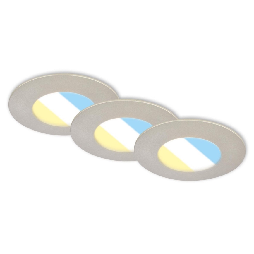 Briloner 7598032 - SETTI 3x LED Kylpyhuoneen upotettava valo LED/4,9W/230V IP44 2700/4000/6500K mattakromi