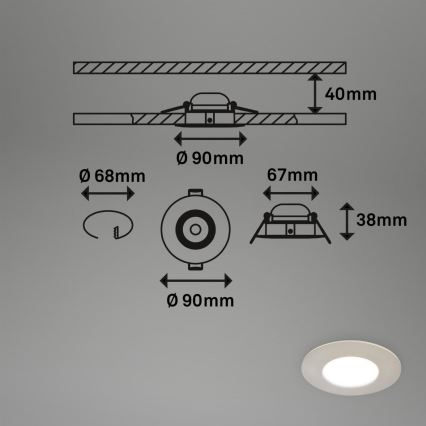 Briloner 7598032 - SETTI 3x LED Kylpyhuoneen upotettava valo LED/4,9W/230V IP44 2700/4000/6500K mattakromi