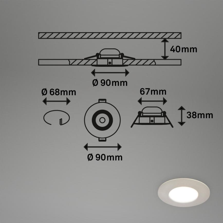 Briloner 7598032 - SETTI 3x LED Kylpyhuoneen upotettava valo LED/4,9W/230V IP44 2700/4000/6500K mattakromi