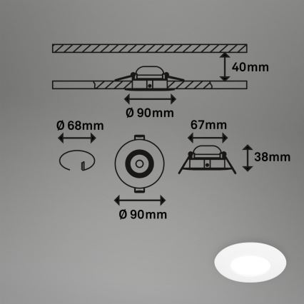 Briloner 7598036 - SETTI 3x LED Kylpyhuoneen upotettava valo LED/4,9W/230V IP44 2700/4000/6500K valkoinen