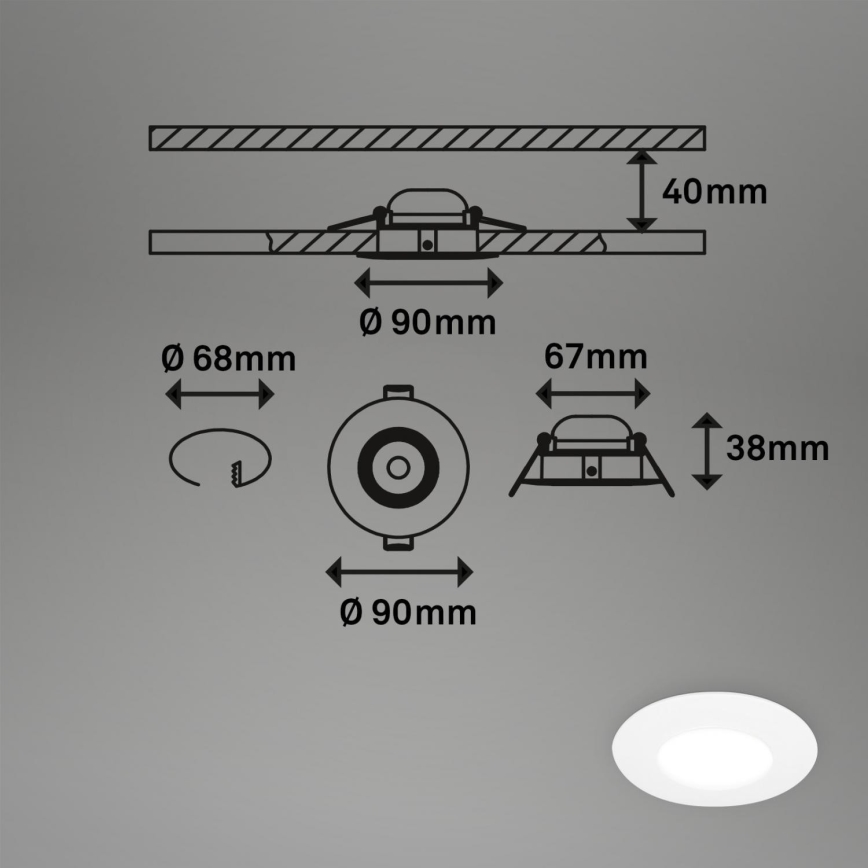Briloner 7598036 - SETTI 3x LED Kylpyhuoneen upotettava valo LED/4,9W/230V IP44 2700/4000/6500K valkoinen