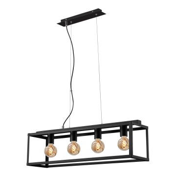 Briloner - Kattokruunu johdossa BLACK STEEL 4xE27/40W/230V