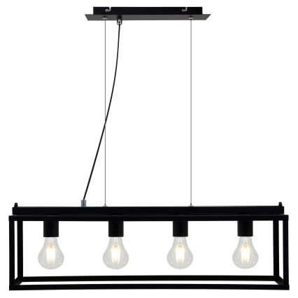 Briloner - Kattokruunu johdossa BLACK STEEL 4xE27/40W/230V