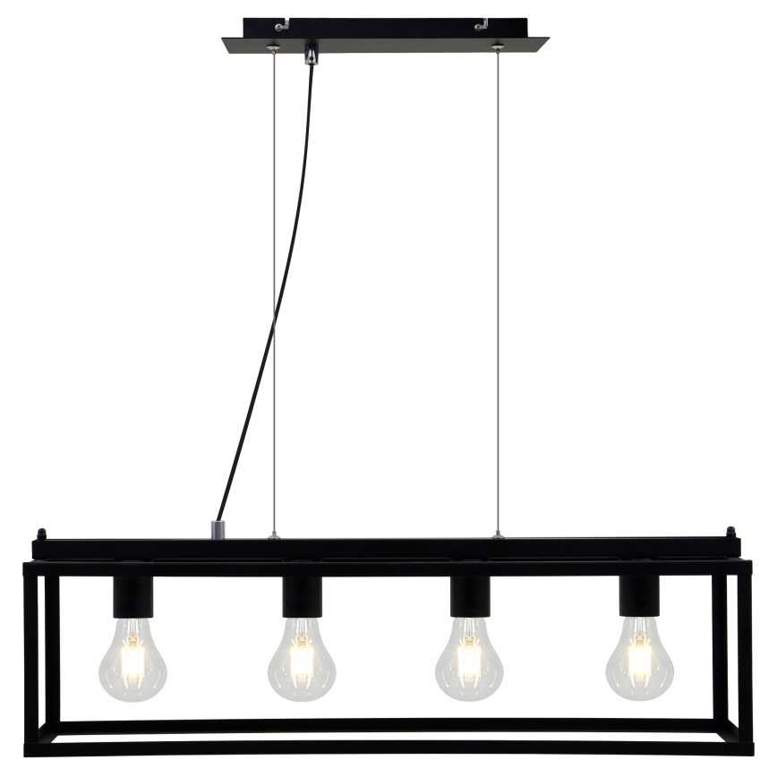 Briloner - Kattokruunu johdossa BLACK STEEL 4xE27/40W/230V