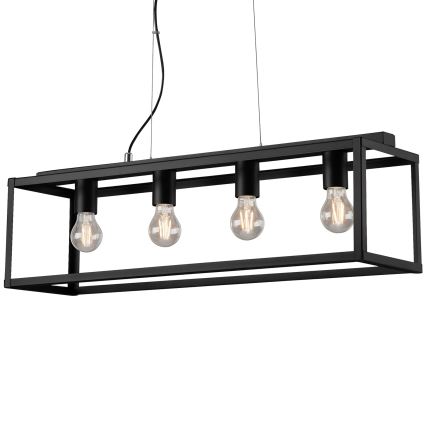 Briloner - Kattokruunu johdossa BLACK STEEL 4xE27/40W/230V