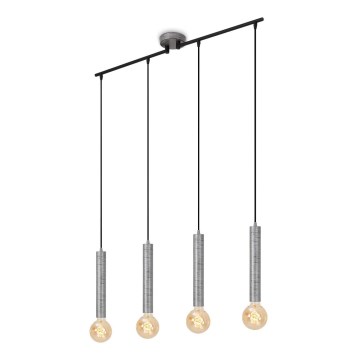 Briloner - Kattokruunu johdossa LONGA 4xE27/60W/230V hopea