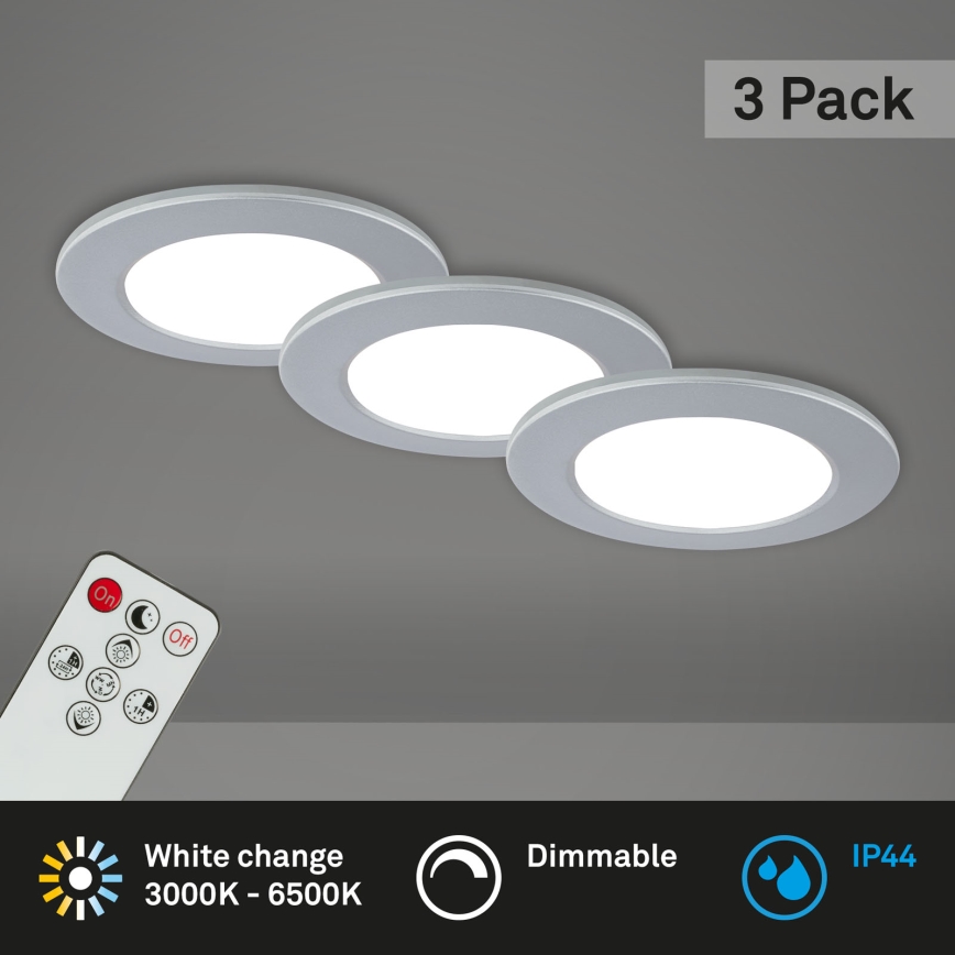 Briloner - SETTI 3x LED Himmennettävä upotettu kylpyhuonevalaisin LED/4,8W/230V 3000-6500K IP44 + kauko-ohjaus