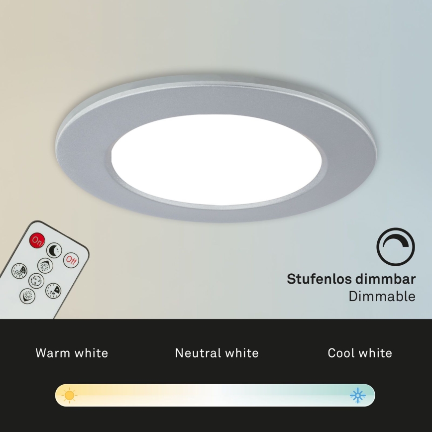 Briloner - SETTI 3x LED Himmennettävä upotettu kylpyhuonevalaisin LED/4,8W/230V 3000-6500K IP44 + kauko-ohjaus
