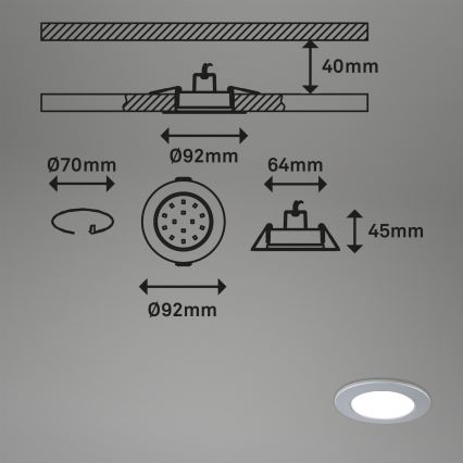 Briloner - SETTI 3x LED Himmennettävä upotettu kylpyhuonevalaisin LED/4,8W/230V 3000-6500K IP44 + kauko-ohjaus