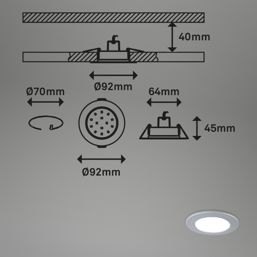 Briloner - SETTI 3x LED Himmennettävä upotettu kylpyhuonevalaisin LED/4,8W/230V 3000-6500K IP44 + kauko-ohjaus