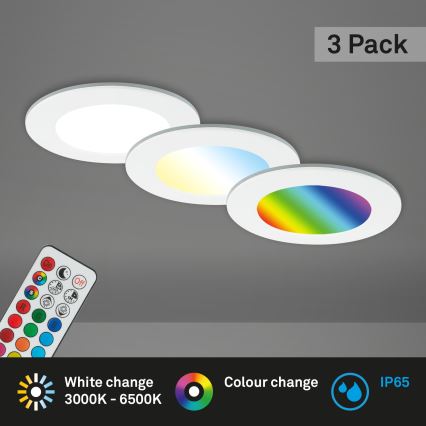 Briloner - SETTI 3x RGBW LED Himmennettävä upotettu kylpyhuonevalaisin LED/4,8W/230V 3000-6500K IP65 + kauko-ohjaus