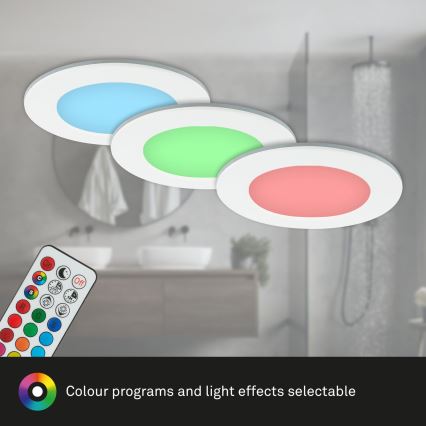 Briloner - SETTI 3x RGBW LED Himmennettävä upotettu kylpyhuonevalaisin LED/4,8W/230V 3000-6500K IP65 + kauko-ohjaus