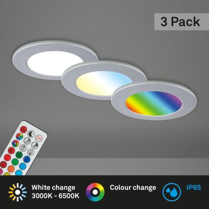 Briloner - SETTI 3x LED RGBW Himmennettävä kylpyhuoneen kattovalaisin LED/4,8W/230V 3000-6500K IP65 + kauko-ohjaus