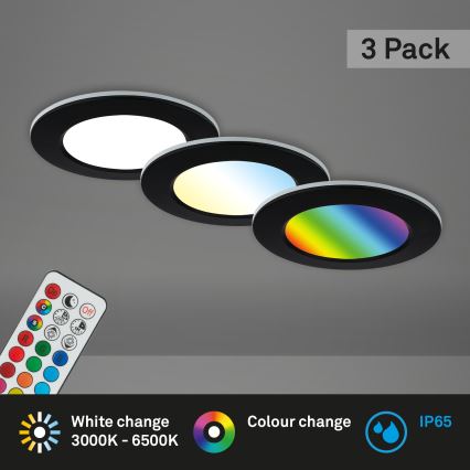 Briloner - SETTI 3x LED RGBW Himmennettävä kylpyhuoneen kattovalaisin LED/4,8W/230V 3000-6500K IP65 + kauko-ohjaus