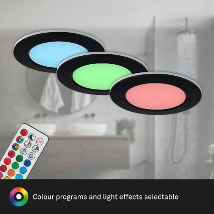 Briloner - SETTI 3x LED RGBW Himmennettävä kylpyhuoneen kattovalaisin LED/4,8W/230V 3000-6500K IP65 + kauko-ohjaus