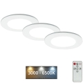 Briloner - SETTI 3x LED Himmennettävä upotettu kylpyhuonevalaisin LED/4,8W/230V 3000-6500K IP44 + kauko-ohjaus