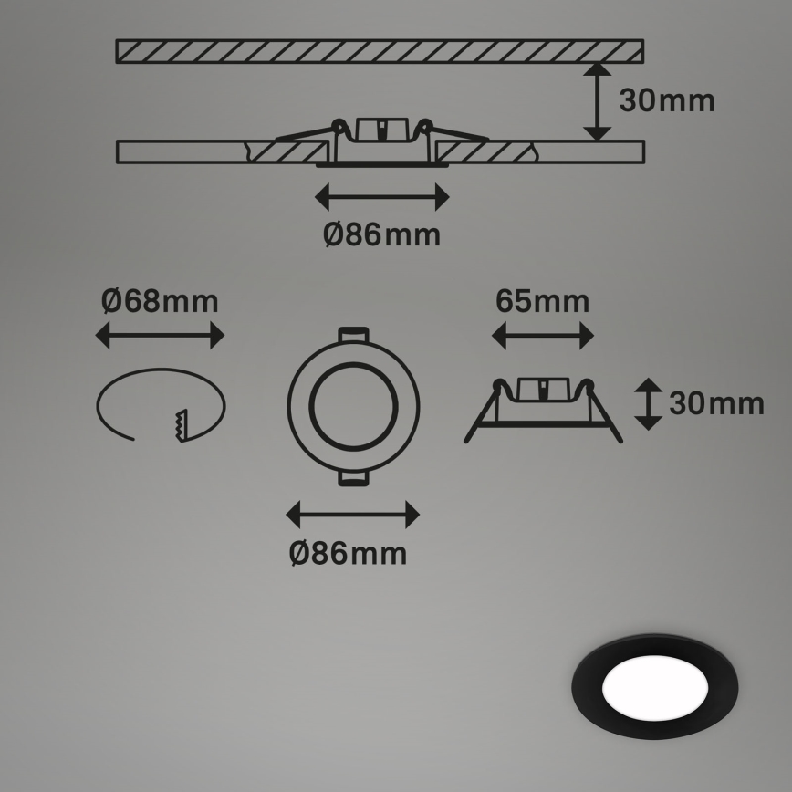 Briloner - SETTI 3x LED Kylpyhuoneen upotettava valo LED/3W/230V IP23