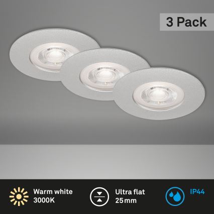 Briloner- SETTI 3x LED Kylpyhuoneen upotettava valo LED/4,9W/230V IP44 hopea