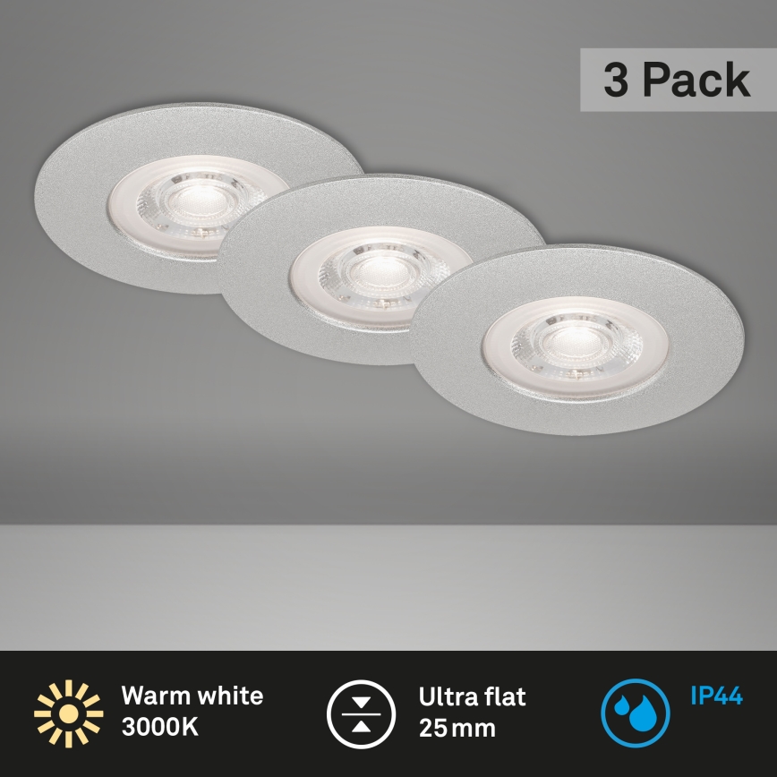 Briloner- SETTI 3x LED Kylpyhuoneen upotettava valo LED/4,9W/230V IP44 hopea