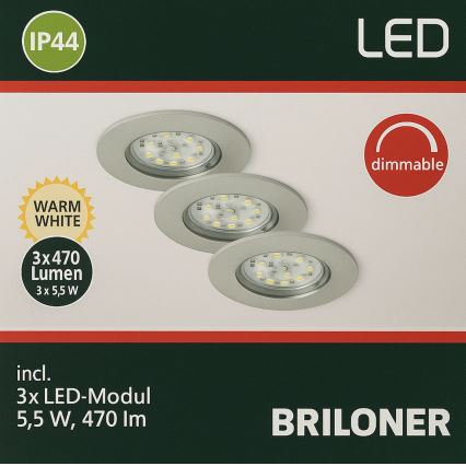 Briloner - SETTI 3x LED Himmennettävä upotettu kylpyhuonevalaisin LED/5,5W/230V IP44