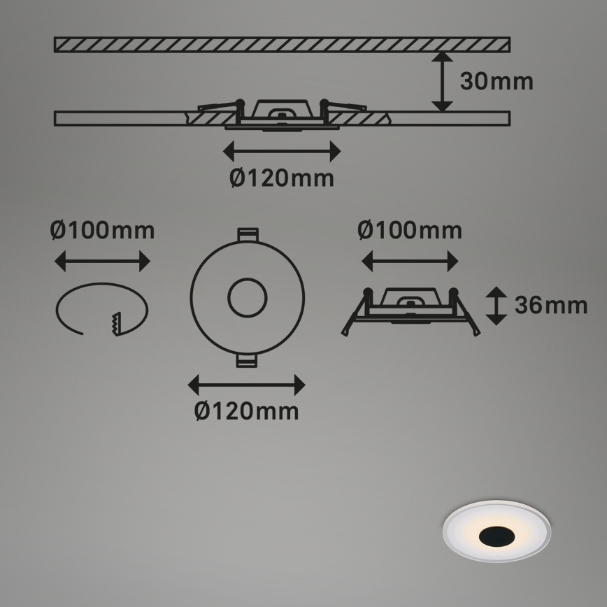 Briloner - SETTI 3x LED Kylpyhuoneen upotettava valo LED/6W/230V IP44 musta