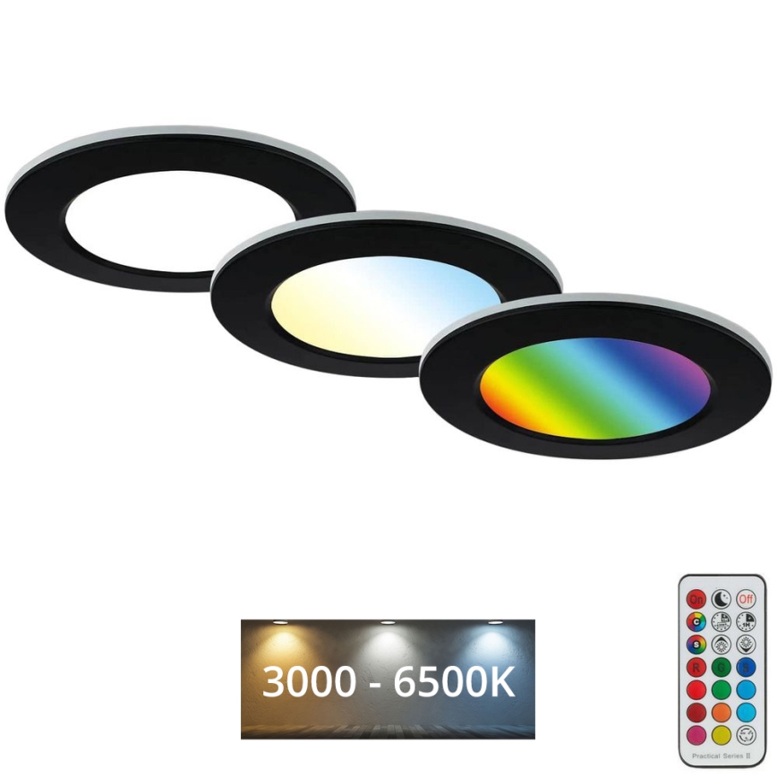 Briloner - SETTI 3x LED RGBW Himmennettävä kylpyhuoneen kattovalaisin LED/4,8W/230V 3000-6500K IP65 + kauko-ohjaus