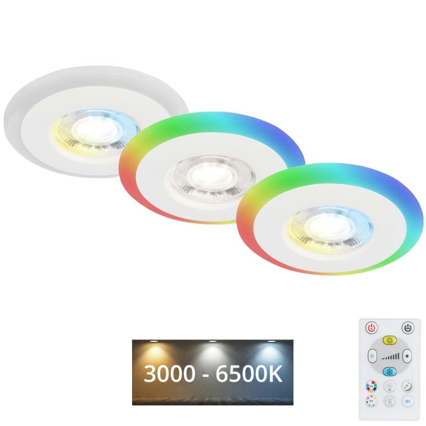Briloner - SETTI 3x LED RGBW Himmennettävä kylpyhuoneen kattovalaisin LED/5W/230V 3000-6500K IP44 + kauko-ohjaus