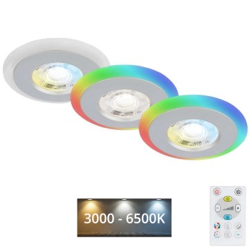 Briloner - SETTI 3x LED RGBW Himmennettävä kylpyhuoneen kattovalaisin LED/5W/230V 3000-6500K IP44 + kauko-ohjaus