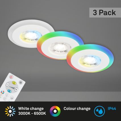 Briloner - SETTI 3x LED RGBW Himmennettävä kylpyhuoneen kattovalaisin LED/5W/230V 3000-6500K IP44 + kauko-ohjaus