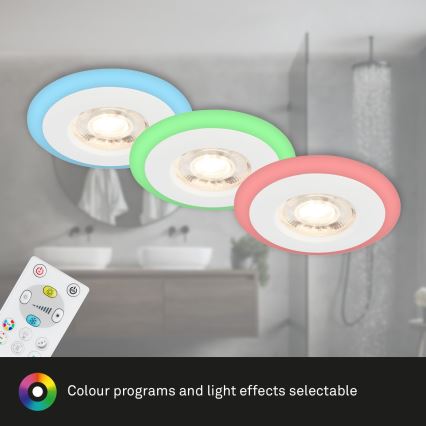 Briloner - SETTI 3x LED RGBW Himmennettävä kylpyhuoneen kattovalaisin LED/5W/230V 3000-6500K IP44 + kauko-ohjaus