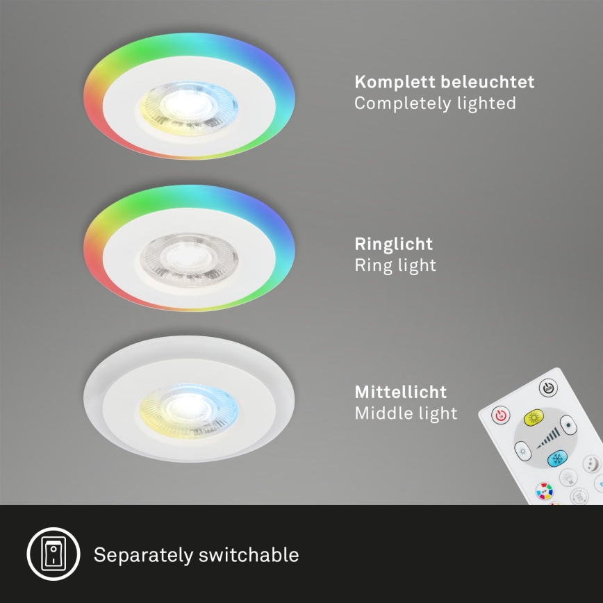 Briloner - SETTI 3x LED RGBW Himmennettävä kylpyhuoneen kattovalaisin LED/5W/230V 3000-6500K IP44 + kauko-ohjaus