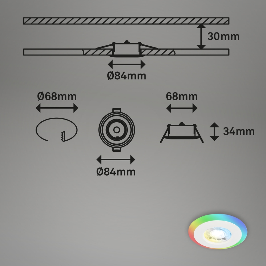 Briloner - SETTI 3x LED RGBW Himmennettävä kylpyhuoneen kattovalaisin LED/5W/230V 3000-6500K IP44 + kauko-ohjaus