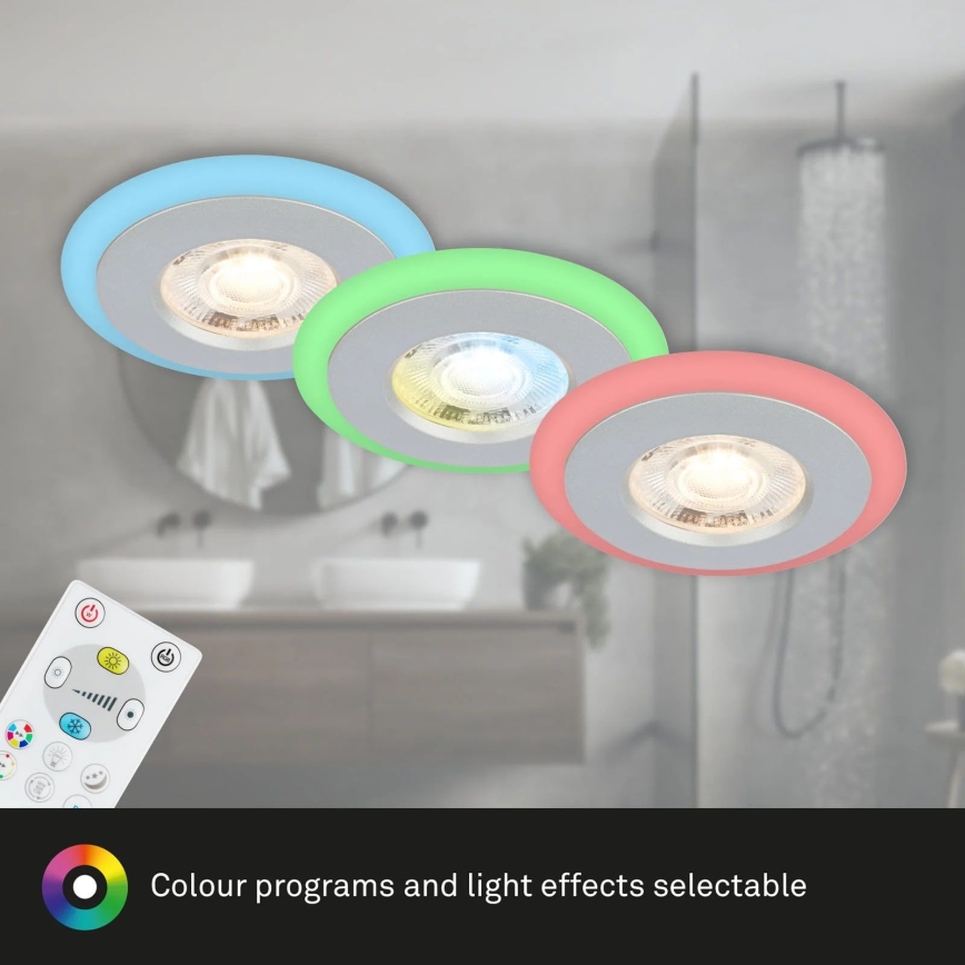 Briloner - SETTI 3x LED RGBW Himmennettävä kylpyhuoneen kattovalaisin LED/5W/230V 3000-6500K IP44 + kauko-ohjaus