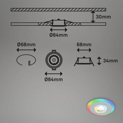 Briloner - SETTI 3x LED RGBW Himmennettävä kylpyhuoneen kattovalaisin LED/5W/230V 3000-6500K IP44 + kauko-ohjaus