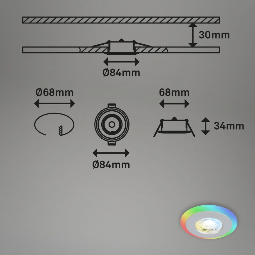Briloner - SETTI 3x LED RGBW Himmennettävä kylpyhuoneen kattovalaisin LED/5W/230V 3000-6500K IP44 + kauko-ohjaus