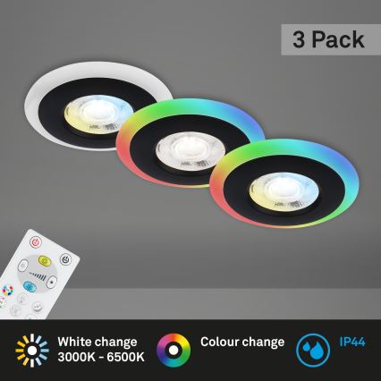 Briloner - SETTI 3x LED RGBW Himmennettävä kylpyhuoneen kattovalaisin LED/5W/230V 3000-6500K IP44 + kauko-ohjaus