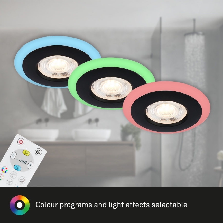 Briloner - SETTI 3x LED RGBW Himmennettävä kylpyhuoneen kattovalaisin LED/5W/230V 3000-6500K IP44 + kauko-ohjaus