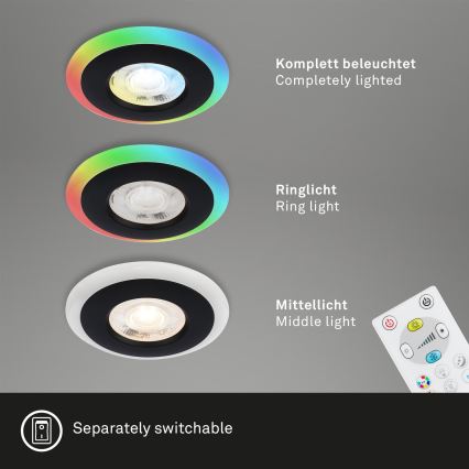 Briloner - SETTI 3x LED RGBW Himmennettävä kylpyhuoneen kattovalaisin LED/5W/230V 3000-6500K IP44 + kauko-ohjaus