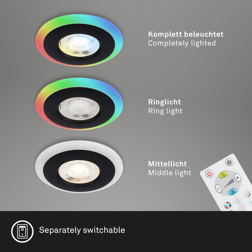 Briloner - SETTI 3x LED RGBW Himmennettävä kylpyhuoneen kattovalaisin LED/5W/230V 3000-6500K IP44 + kauko-ohjaus
