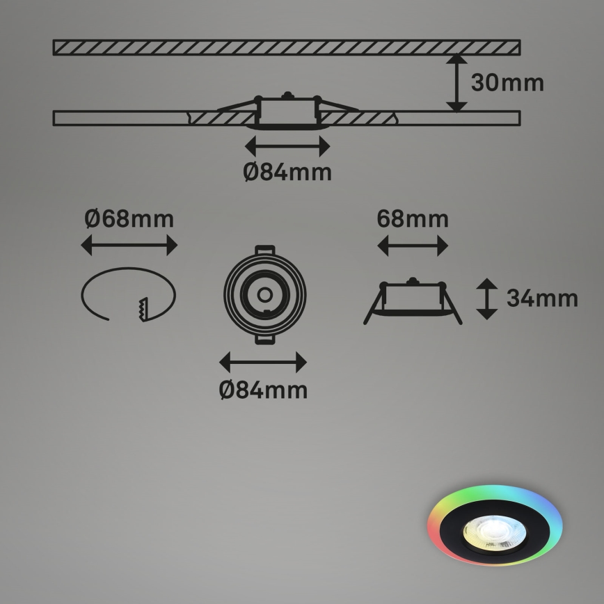 Briloner - SETTI 3x LED RGBW Himmennettävä kylpyhuoneen kattovalaisin LED/5W/230V 3000-6500K IP44 + kauko-ohjaus