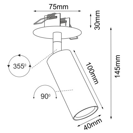 Brosline - upotettava kohdevalaisin 1xGU10/4W/230V musta
