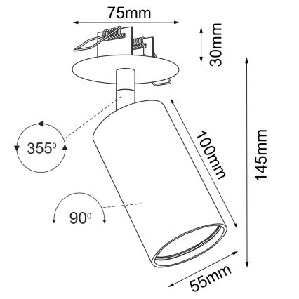 Brosline - Upotettava kohdevalaisin 1xGU10/10W/230V, valkoinen