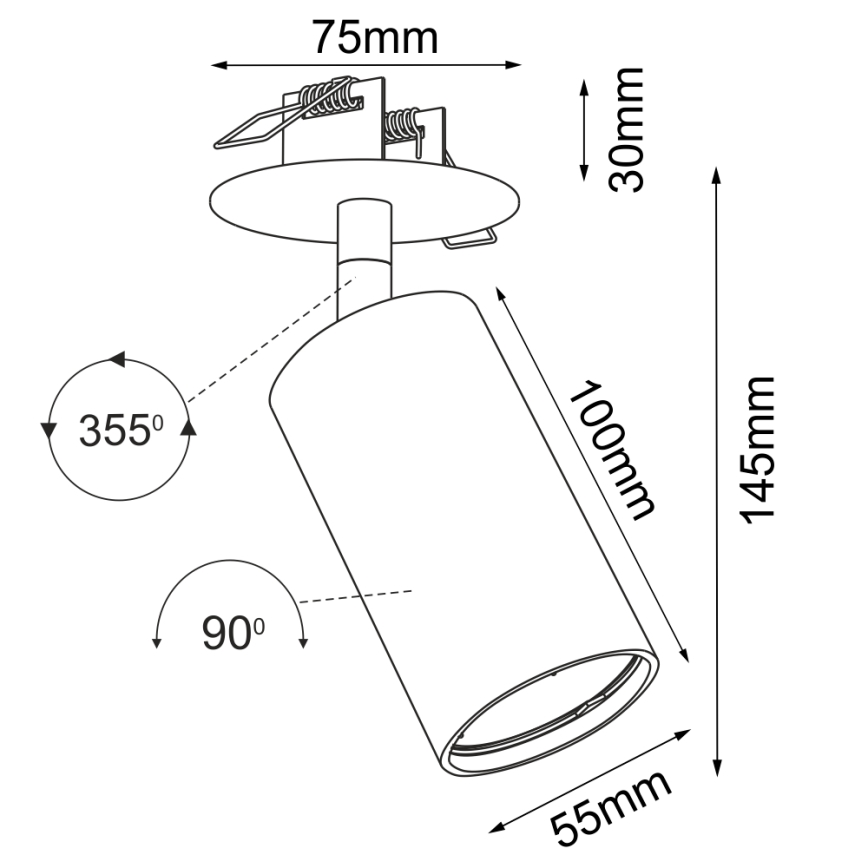 Brosline - Upotettava kohdevalaisin 1xGU10/10W/230V, valkoinen