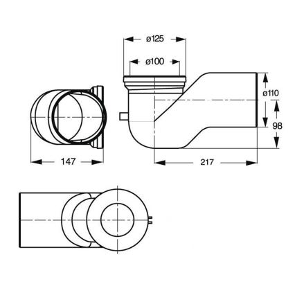 Bruckner - 90° wc-istuimen liitin Offset 11 cm valkoinen