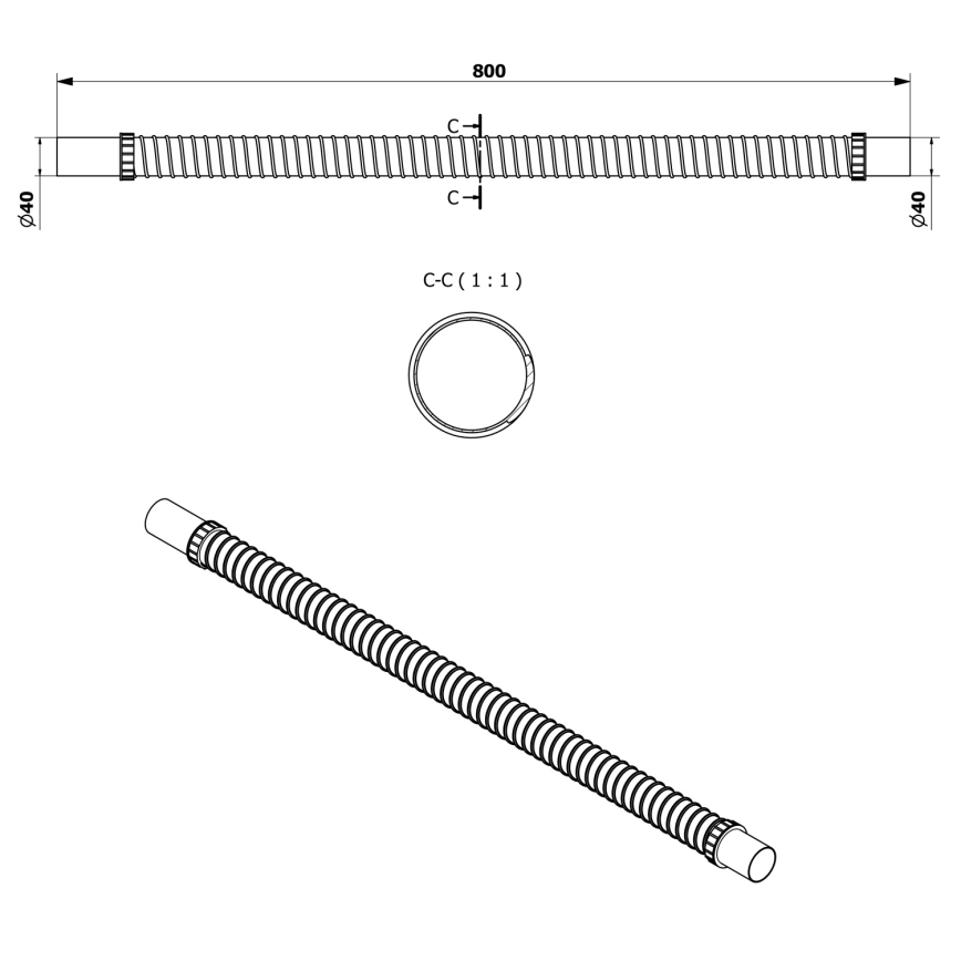 Bruckner - Joustava liitosputki 80 cm valkoinen