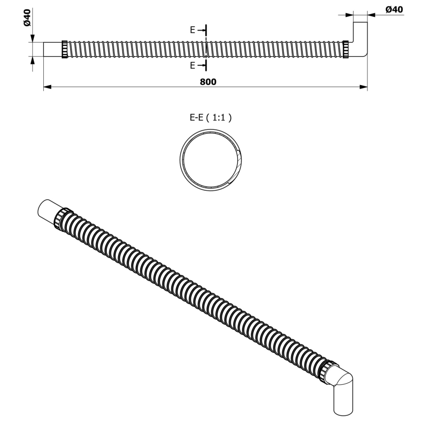 Bruckner - Joustava liitosputki kyynärpää 80 cm valkoinen