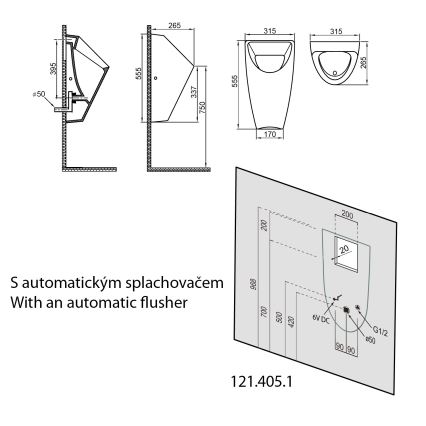 Bruckner - Pisuaari SCHWARN takaosan tuloliitäntä, takaosan viemäriliitäntä keramiikka/valkoinen